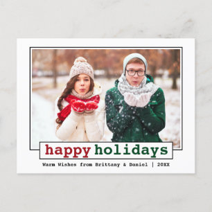 Carte Postale Police de machine à écrire tendance Happy Holidays