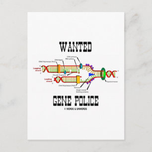 Carte Postale Police génétique Recherchée (Humour de réplication