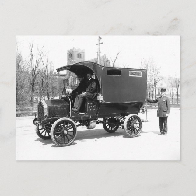 Carte Postale Police Paddywagon, 1909. Photo vintage (Devant)