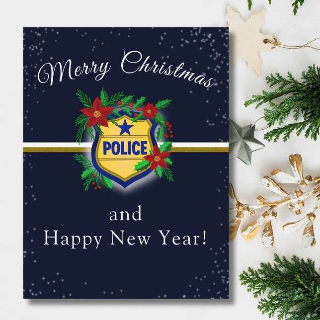 Carte Postale Police Shield Merry Christmas & Happy New Year (Créateur téléchargé)