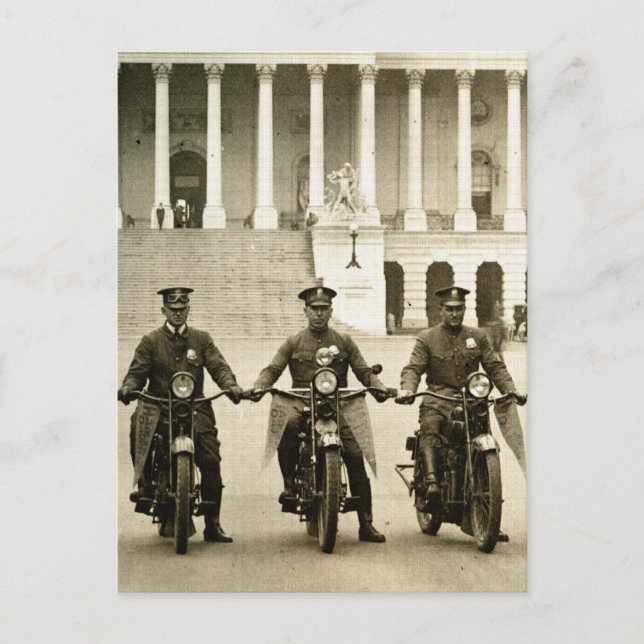 Carte Postale Polices motocyclettes vintages des années 1920 (Devant)