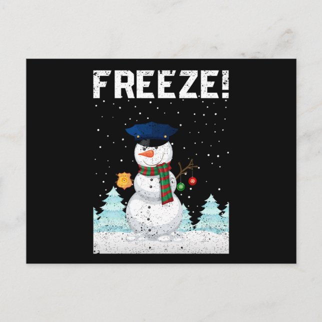 Carte Postale Policier Bonhomme de neige Police Noël Policier Xm (Devant)