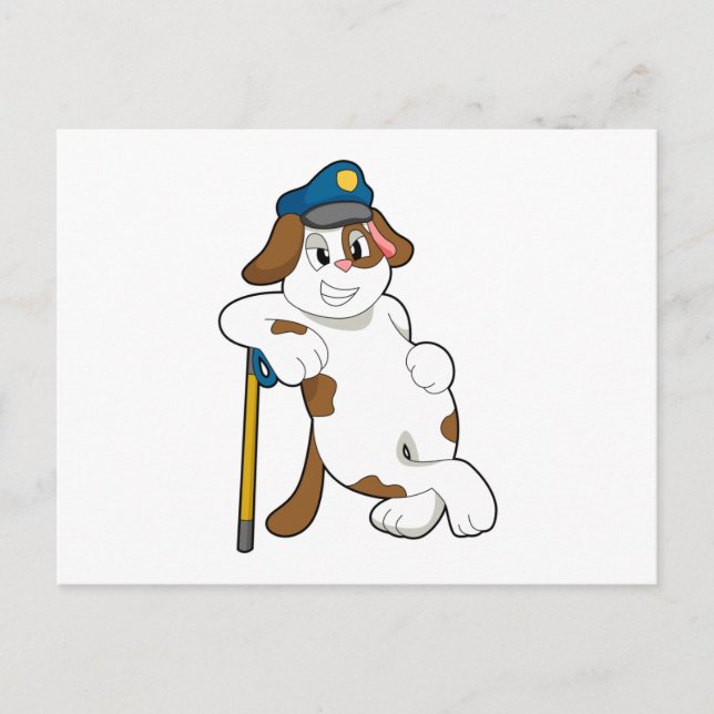 Carte Postale Policier Chien casquette de policier (Devant)