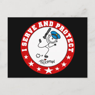 Carte Postale Policier qui sert et protège