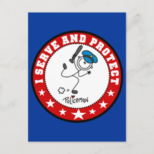 Carte Postale Policier qui sert et protège