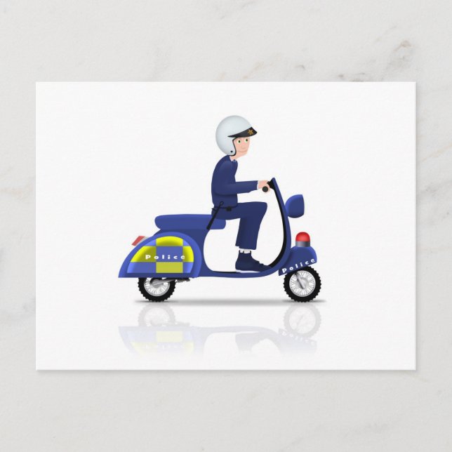 Carte Postale Policier sur Scooter (Devant)