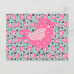 Carte Postale Polka Dot Birds and Flowers