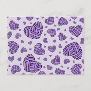 Carte Postale Polka Dot Coeur en forme de boules de fil (violet