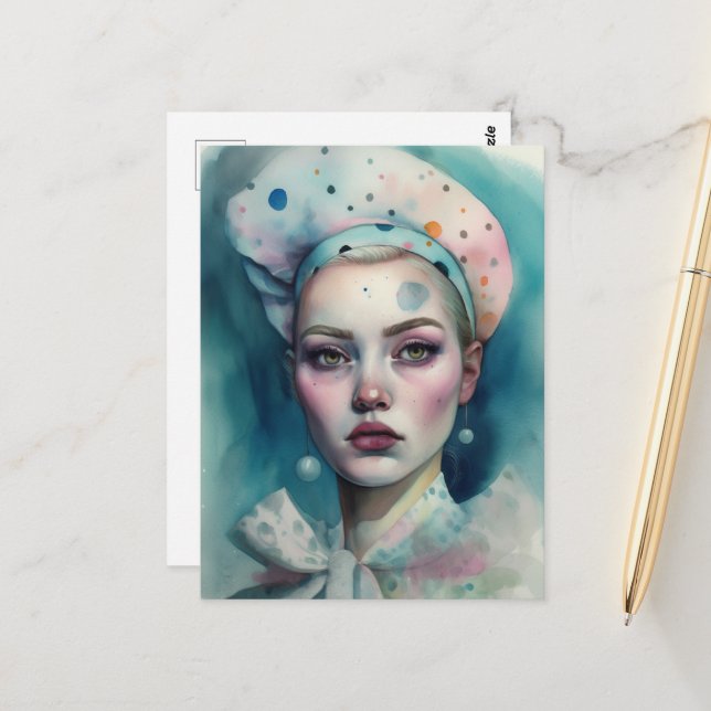 Carte postale Polka Dot Lady (Devant/Arrière en situation)