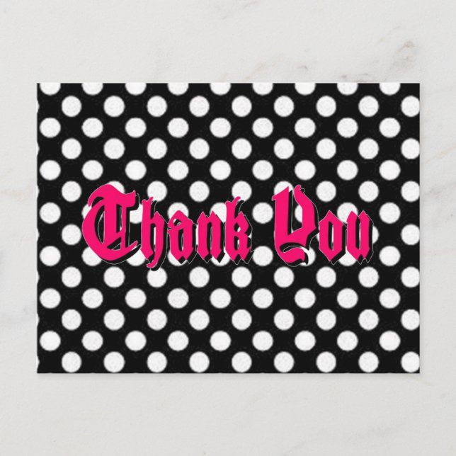 Carte Postale Polka Dot Merci - Texte Rose Ombré* (Devant)