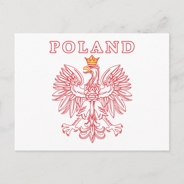 Carte Postale Pologne avec aigle rouge polonais (Devant)
