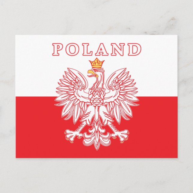 Carte Postale Pologne avec aigle rouge polonais (Devant)