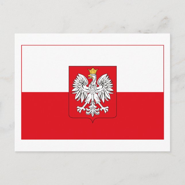 Carte Postale Pologne Drapeau avec certificat d'authenticité (fe (Devant)