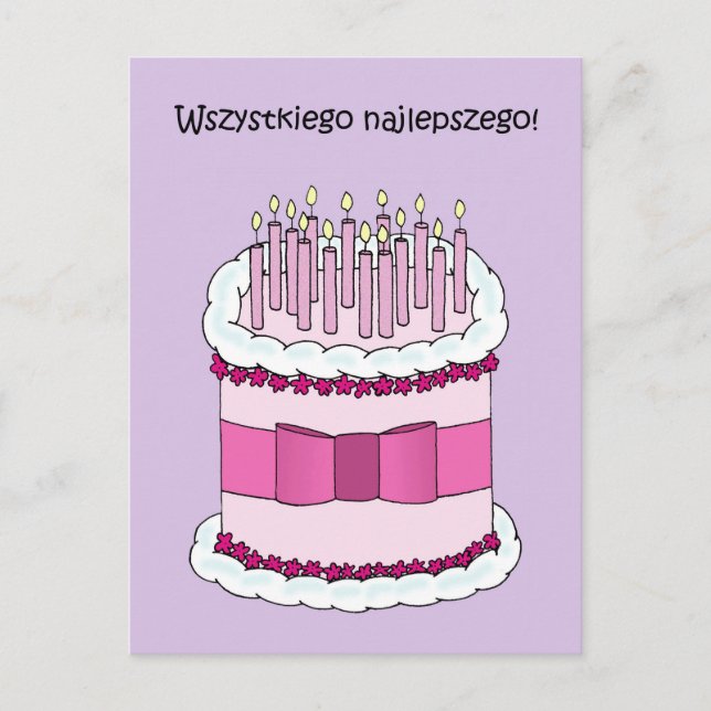 Carte Postale Polonais Joyeux Anniversaire Wszystkiego Najlepsze (Devant)