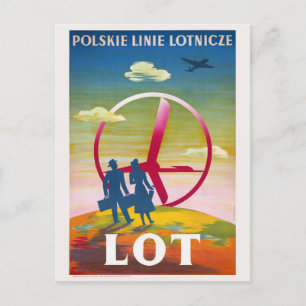 Carte Postale Polskie Linie Lotnicze LOT Poster vintage