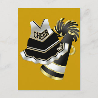 Carte Postale Pom-pom girl noir et blanc or