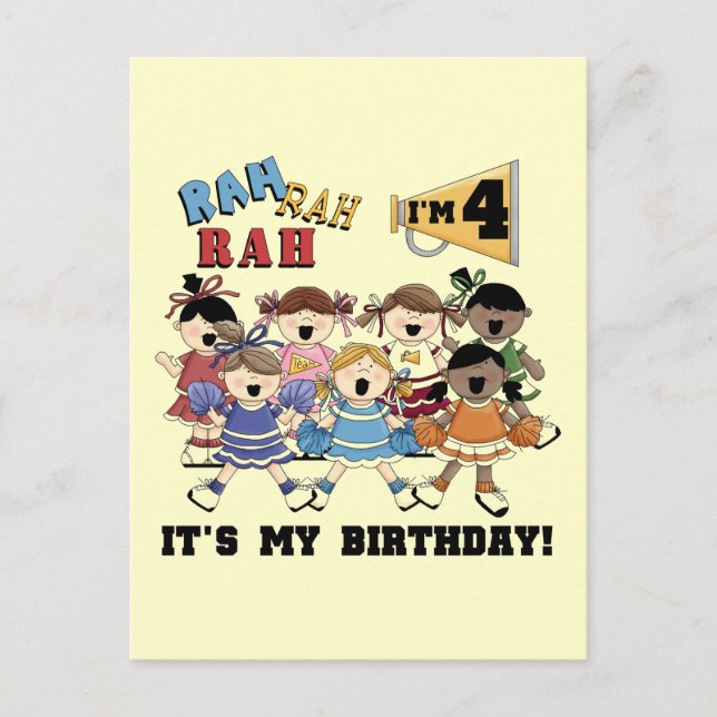 Carte Postale Pom-pom girl T-shirts et cadeaux 4e anniversaire (Devant)