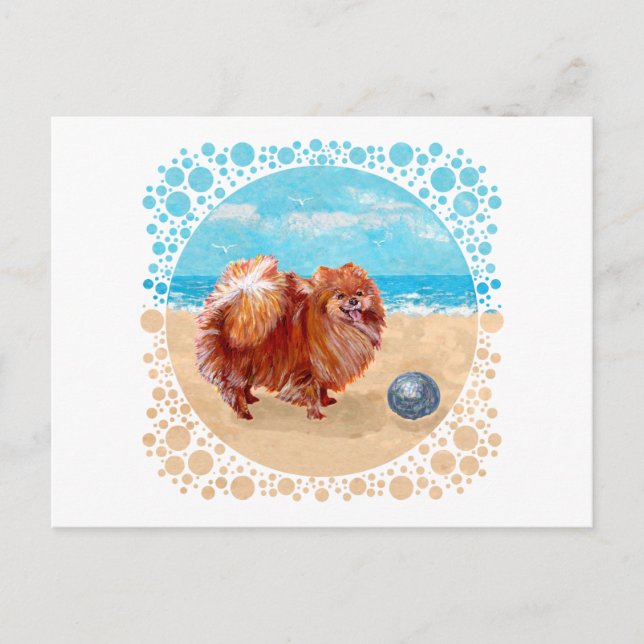 Carte Postale Pomeranian au bord de la mer (Devant)