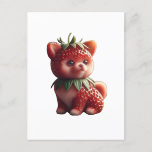 Carte Postale Pomeranian aux fraises