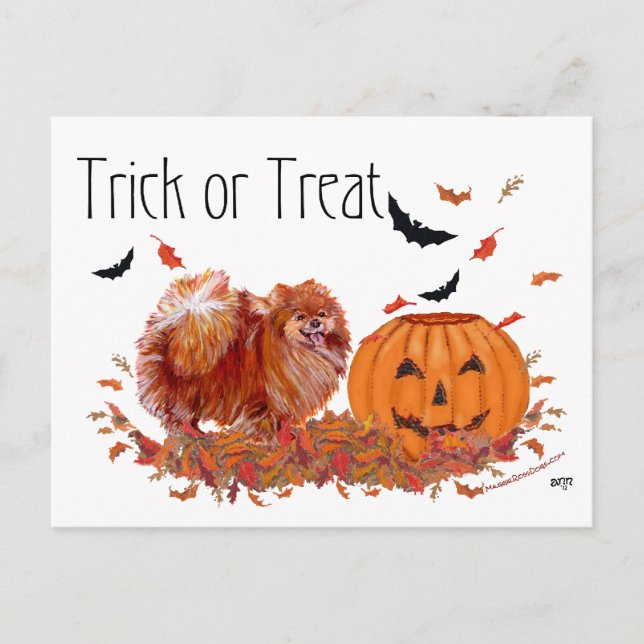 Carte Postale Pomeranian Halloween (Devant)