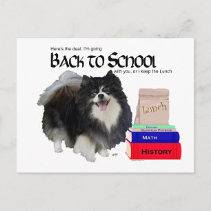 Carte Postale Pomeranian noir rentrée scolaire