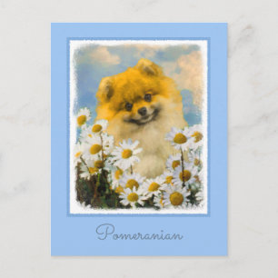 Carte Postale Poméranien dans Daisies Peinture - Art Chien origi