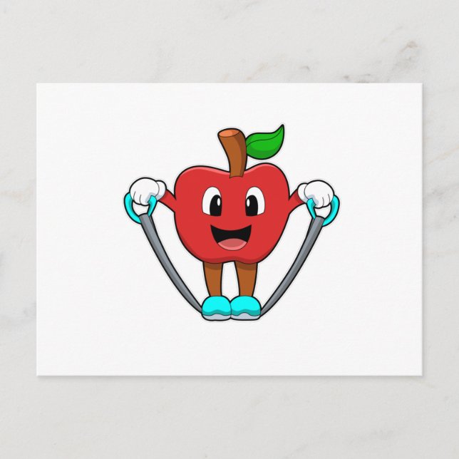Carte Postale Pomme à la forme physique avec corde (Devant)