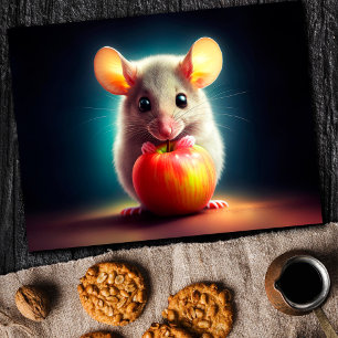 Carte Postale Pomme d'animal de souris une nature brillante bell
