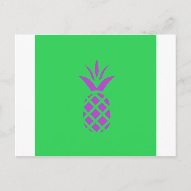 Carte Postale Pomme de pin violet en vert. (Devant)