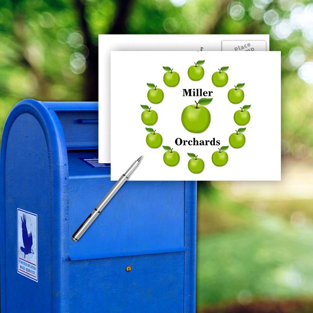 Carte Postale Pomme, Granny Smith (Granny Smith Postcard. Customize with your text. 
It’s Apple Time!, my original drawing.. )