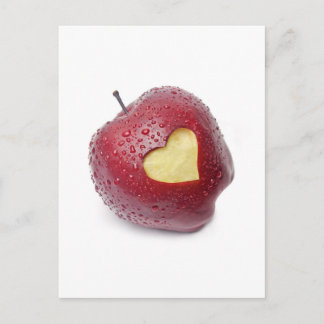 Carte Postale Pomme rouge fraîche avec un symbole en forme de