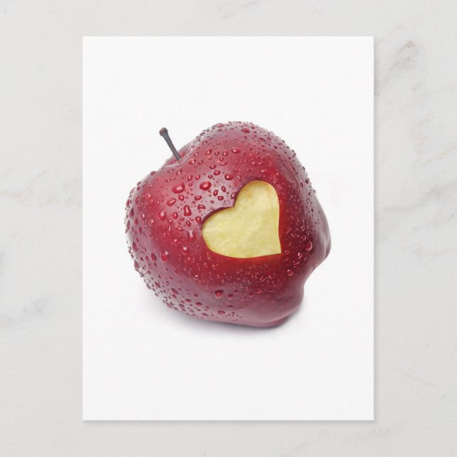 Carte Postale Pomme rouge fraîche avec un symbole en forme de (Devant)