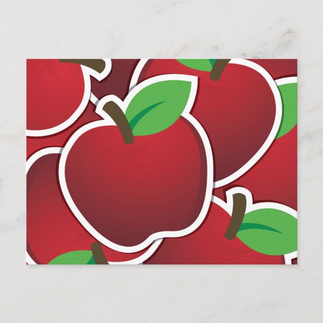 Carte Postale Pomme rouge funky (Devant)
