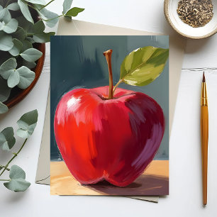 Carte Postale Pomme rouge   Peinture à l'huile de fruits