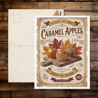 Carte Postale Pommes Caramelisées Vintage | Bénédictions d'Autom