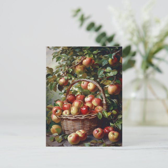 Carte Postale Pommes dans un panier Peinture à vie fixe (Debout devant)