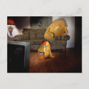 Carte Postale Pommes de terre de canapé avec le père endormi sur