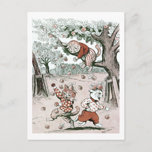 Carte Postale Pommes et chats, Louis Wain (Devant)