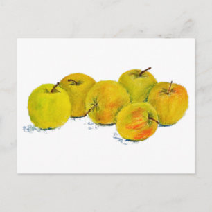 Carte Postale Pommes jaunes pastel nature morte