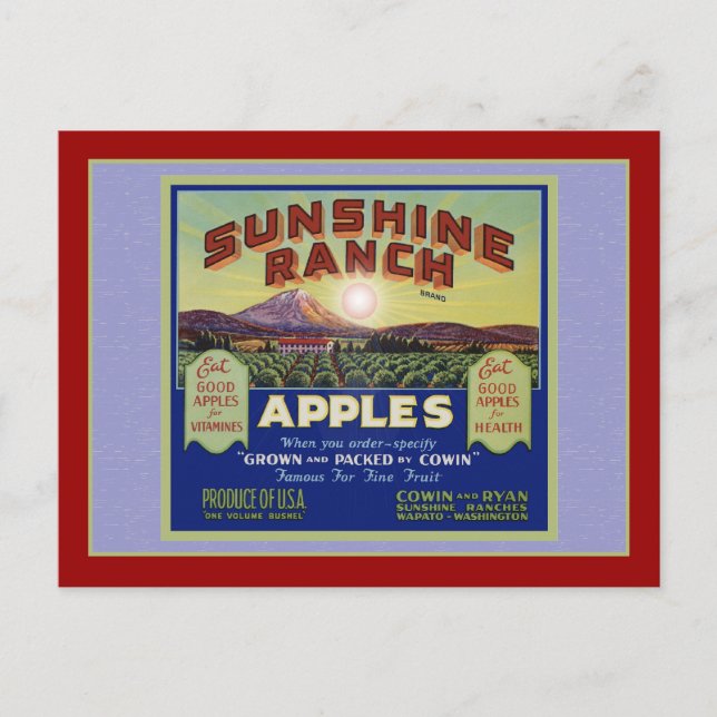 Carte Postale Pommes Wapato Washington (Devant)