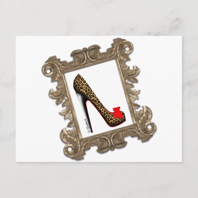 Carte Postale Pompe Leopard Stiletto encadrée (Devant)
