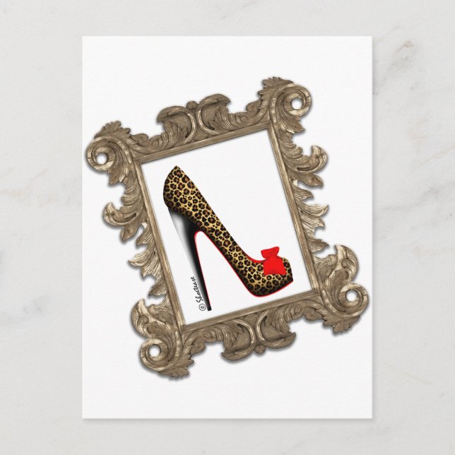 Carte Postale Pompe Leopard Stiletto encadrée (Devant)