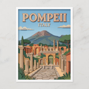 Carte Postale Pompéi avec le mont Vésuve Italie