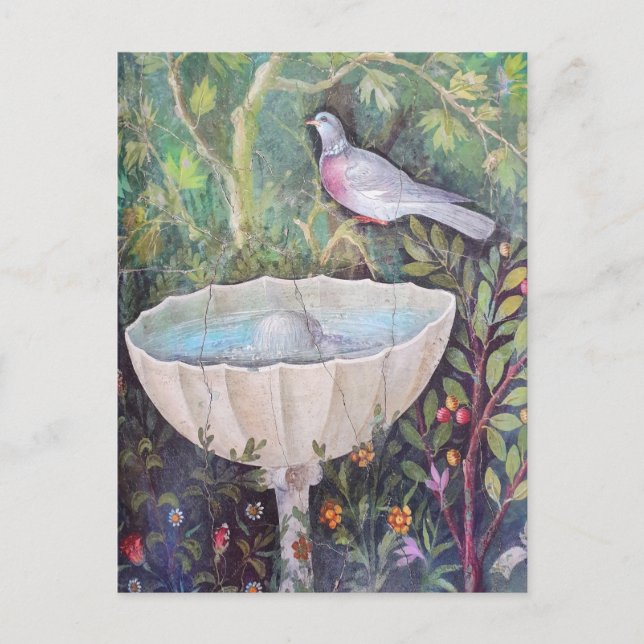 Carte Postale Pompéi Fresco de Pigeon au-dessus d'une fontaine (Devant)