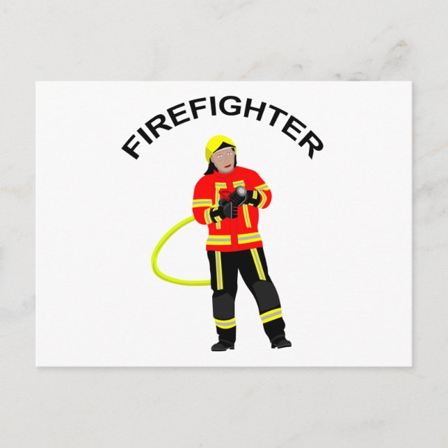 Carte Postale Pompier en vêtements d'engagement (Devant)
