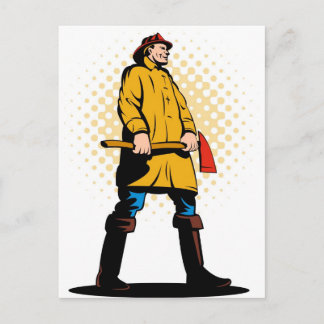 Carte Postale pompier lutte contre les incendies rétro