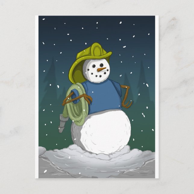 Carte Postale Pompier Snowman (Devant)