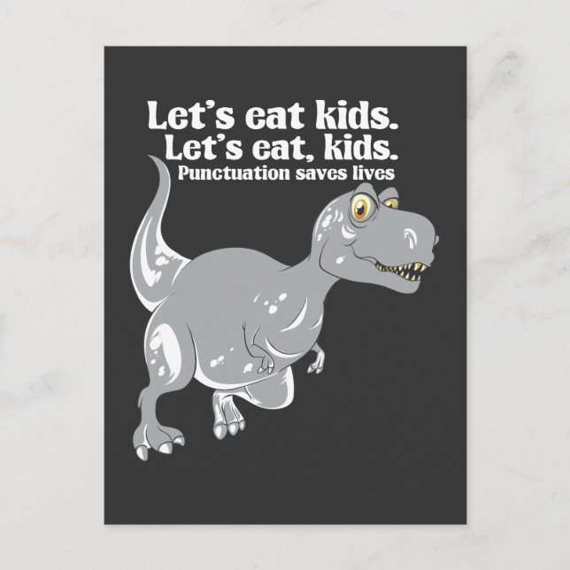 Carte Postale Ponctuation Sauve des vies Grammar Dino Dinosaures (Devant)