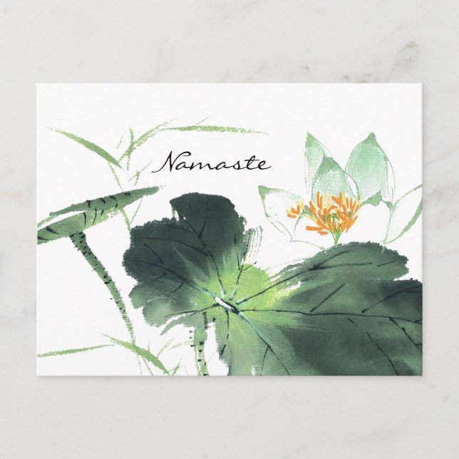 Carte Postale POND LOTUS PAIX l Peinture chinoise pinceau art (Devant)