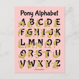 Carte Postale Poney flexible | Graphique alphabétique